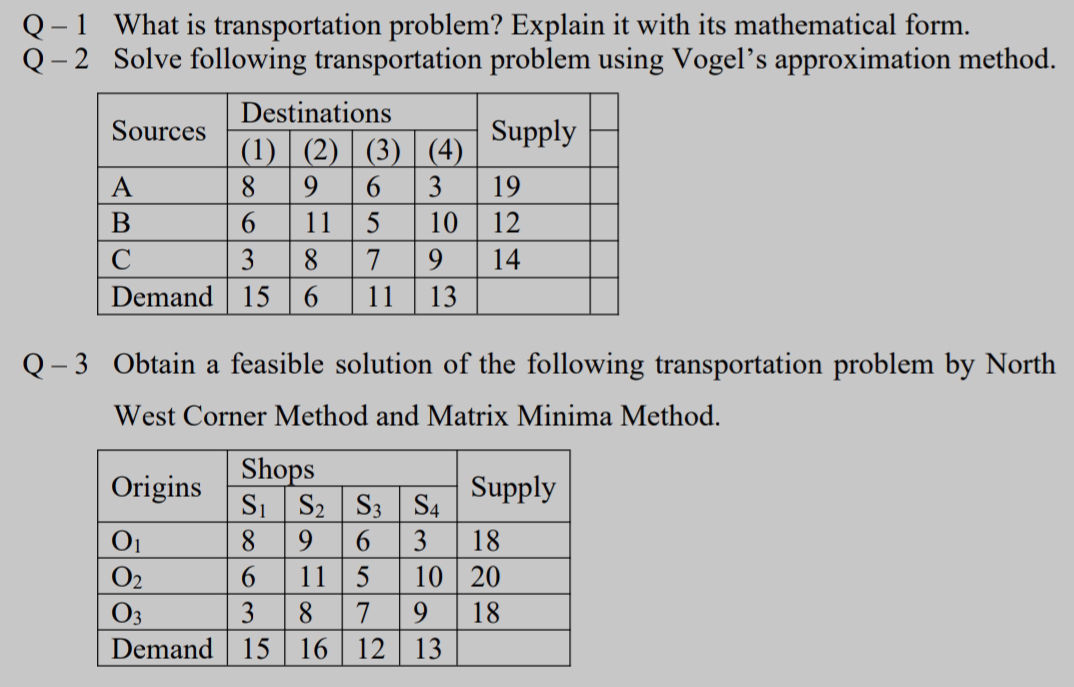 Q-1 What is transportation problem? Explain | StudyX