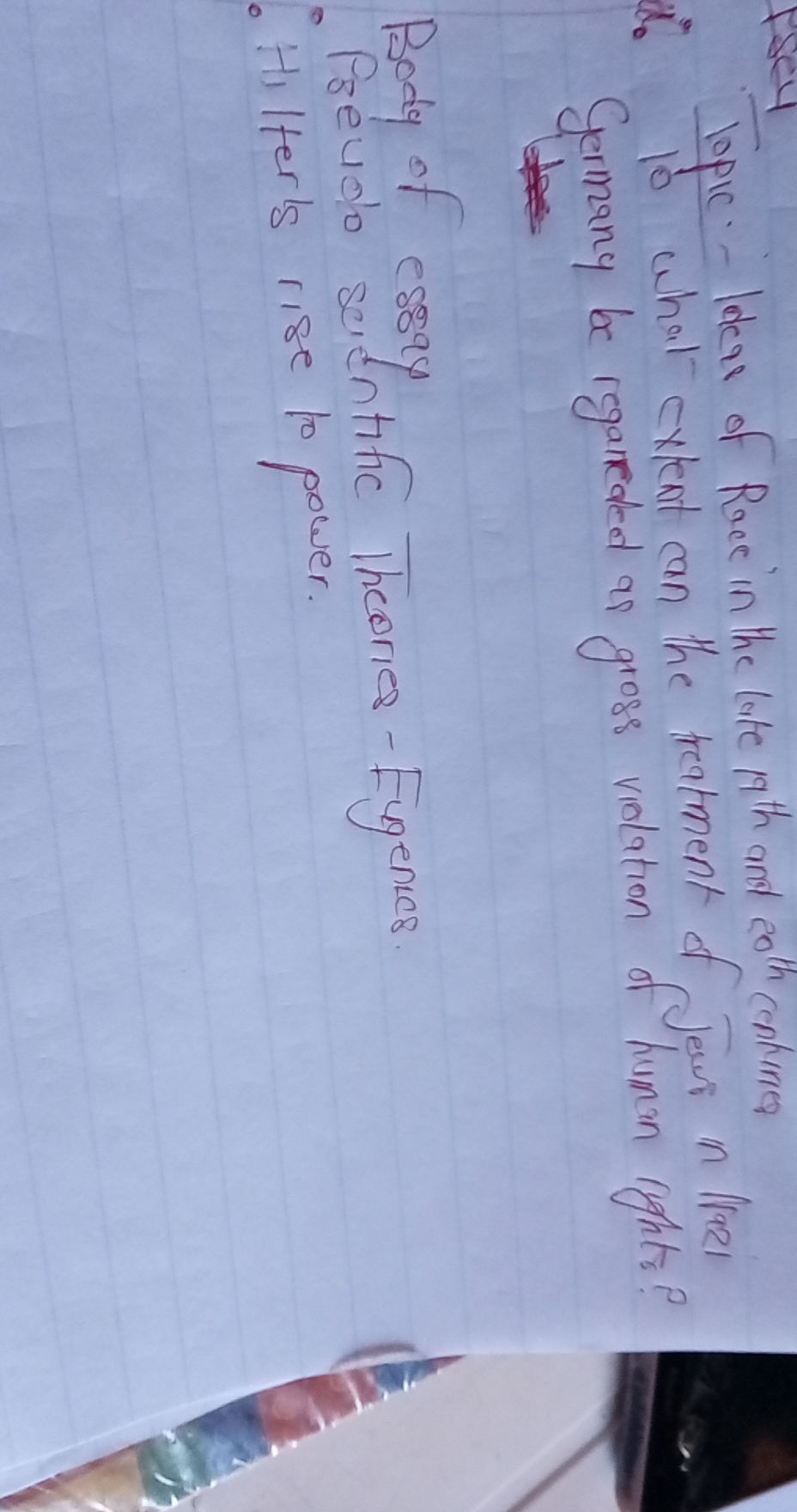 Topic - Ideas of Race in the late 19th and | StudyX