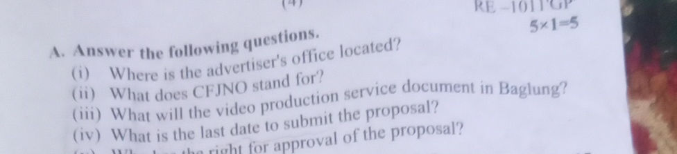 A. Answer the following questions. (i) Where | StudyX