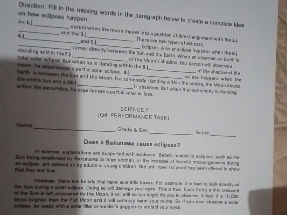 Direction: Fill in the missing words in the | StudyX