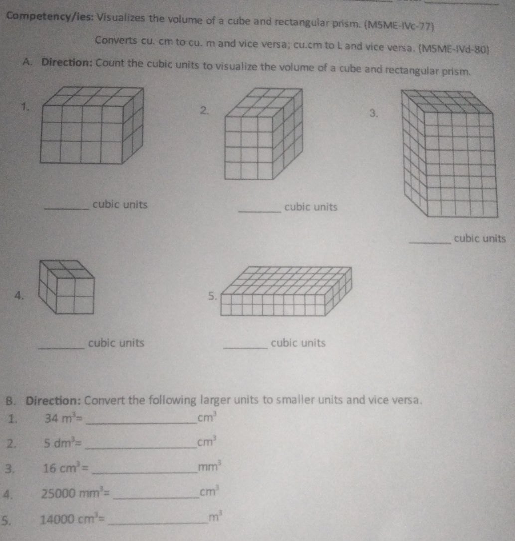 A. Direction: Count the cubic units to | StudyX