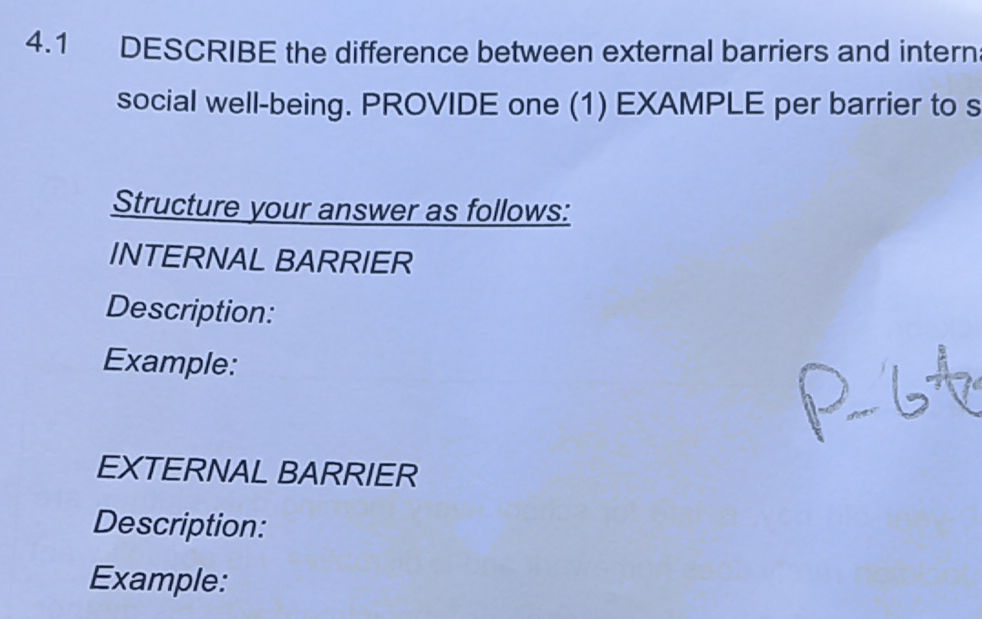 External Barrier Example 4.1 DESCRIBE the difference between external