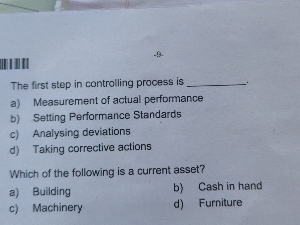 The first step in controlling process is | StudyX