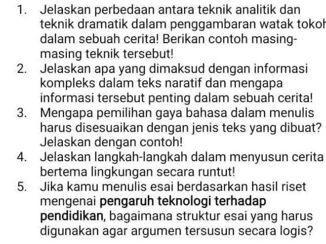 1. Jelaskan perbedaan antara teknik analitik | StudyX