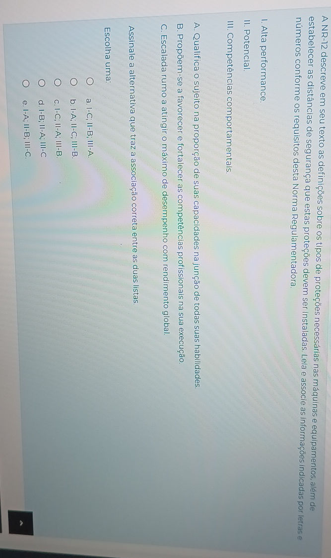 A NR-12 descreve em seu texto as definições