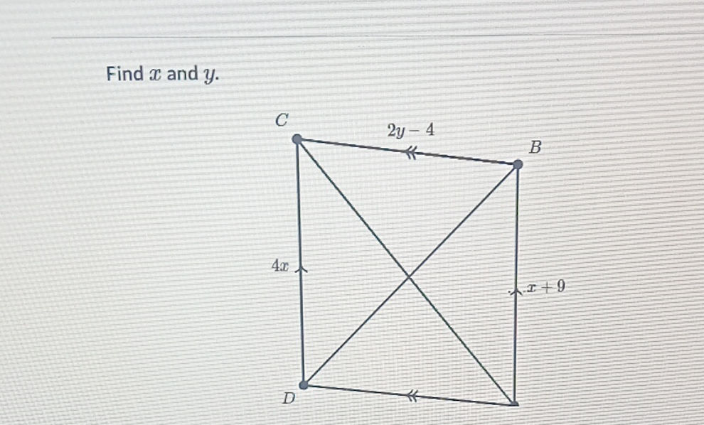 Find x and y. In the figure, the sides are | StudyX
