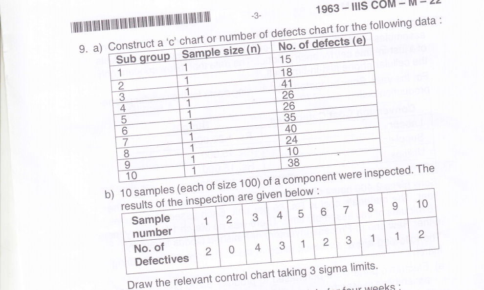 9. a) Construct a 'c' chart or number of | StudyX