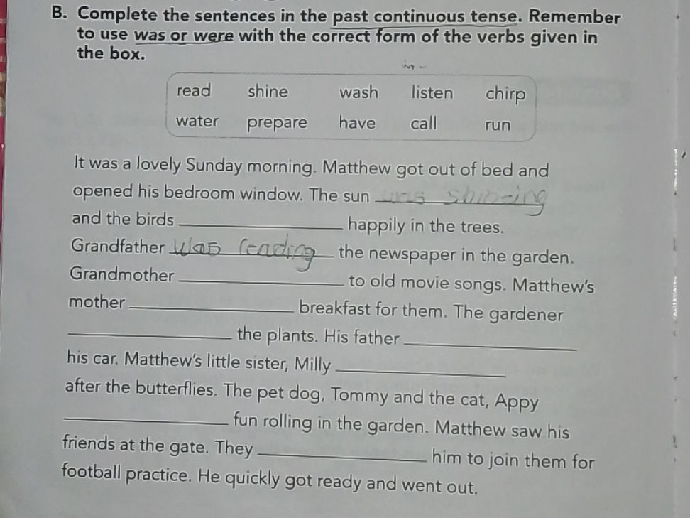 B. Complete the sentences in the past | StudyX