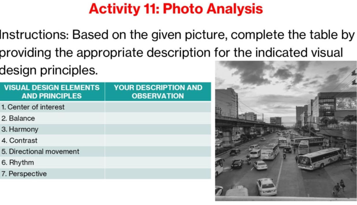 Activity 11: Photo Analysis Instructions: | StudyX