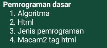 Pemrograman dasar 1. Algoritma 2. Html 3. | StudyX