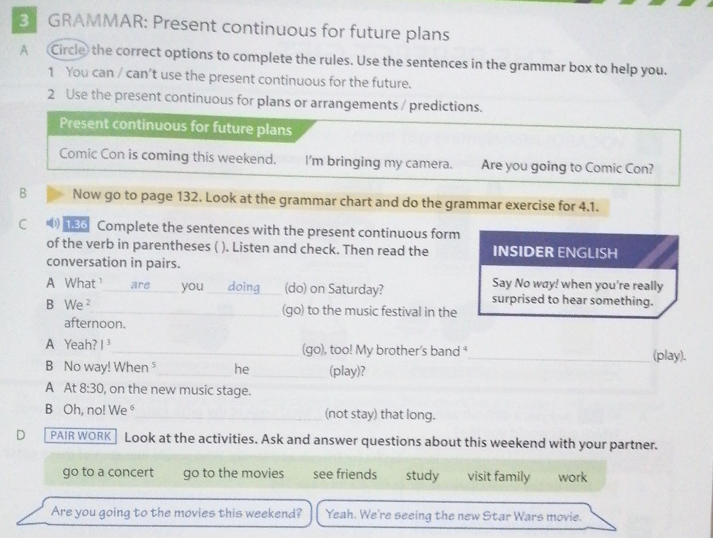 3 GRAMMAR: Present continuous for future | StudyX