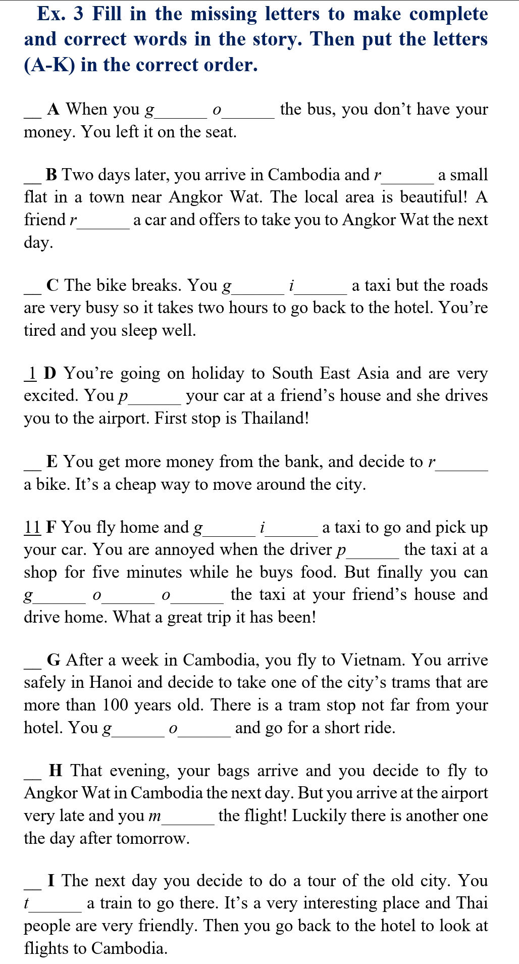 Ex. 3 Fill in the missing letters to make | StudyX