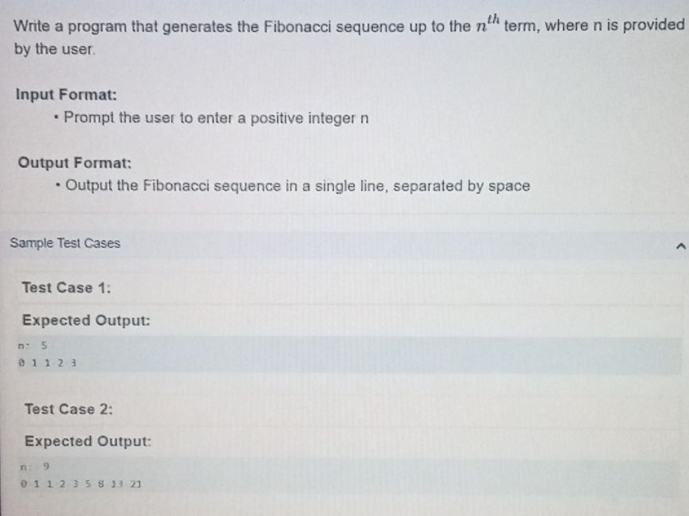 Write a program that generates the Fibonacci | StudyX