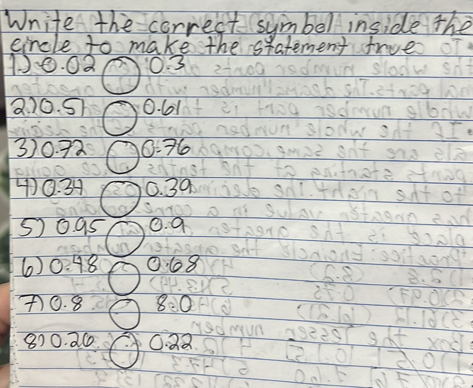 Write the correct symbol inside the circle | StudyX