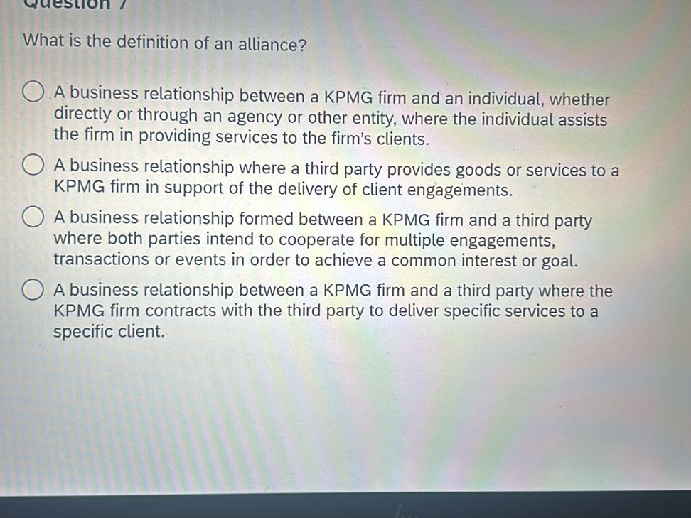 What is the definition of an alliance? A | StudyX