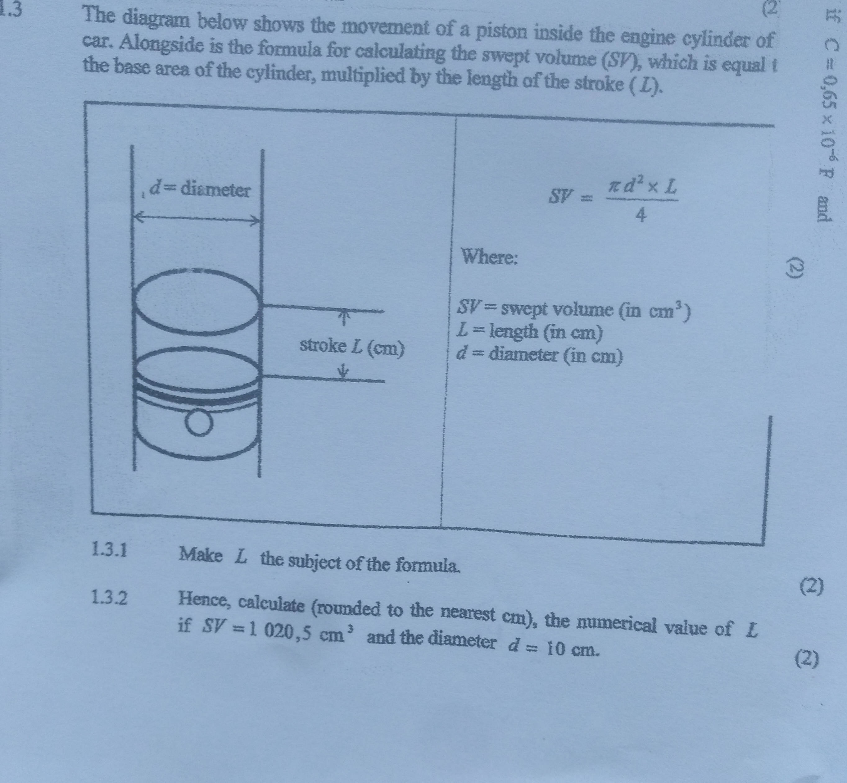 Piston Movement Examples The diagram below shows the movement of a | StudyX