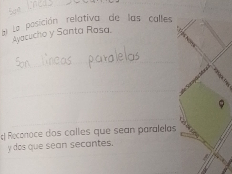 b) La posición relativa de las calles | StudyX