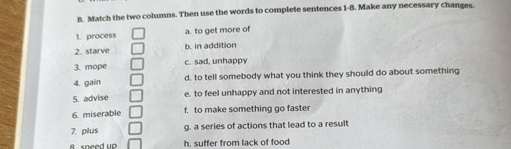 B. Match the two columns. Then use the words | StudyX