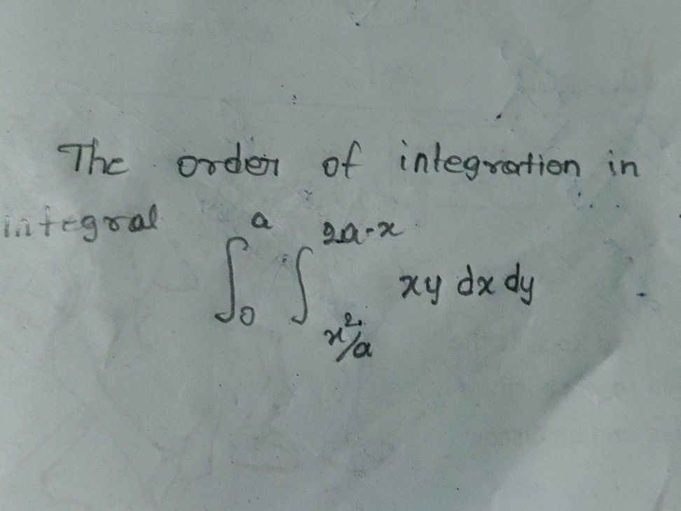 The order of integration in integral $ | StudyX