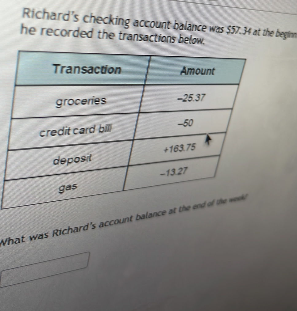 Richard's checking account balance was