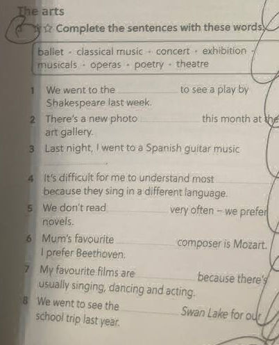 Complete the sentences with these words | StudyX