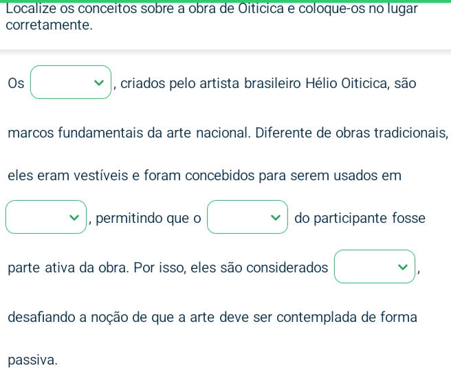 Localize os conceitos sobre a obra de
