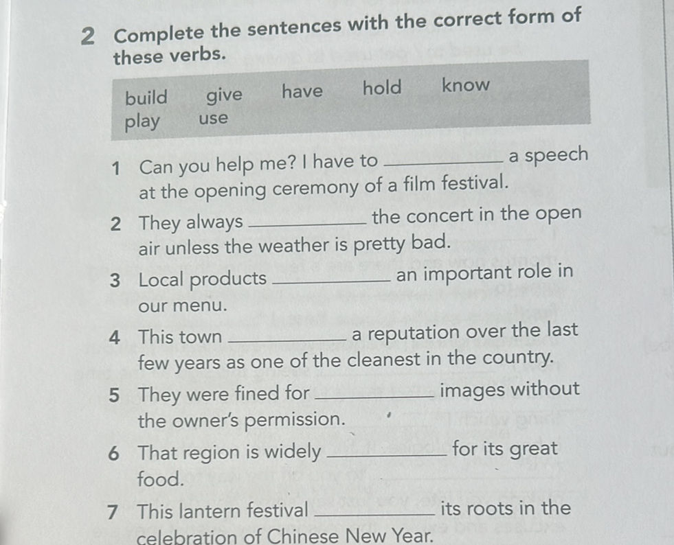 2 Complete the sentences with the correct | StudyX