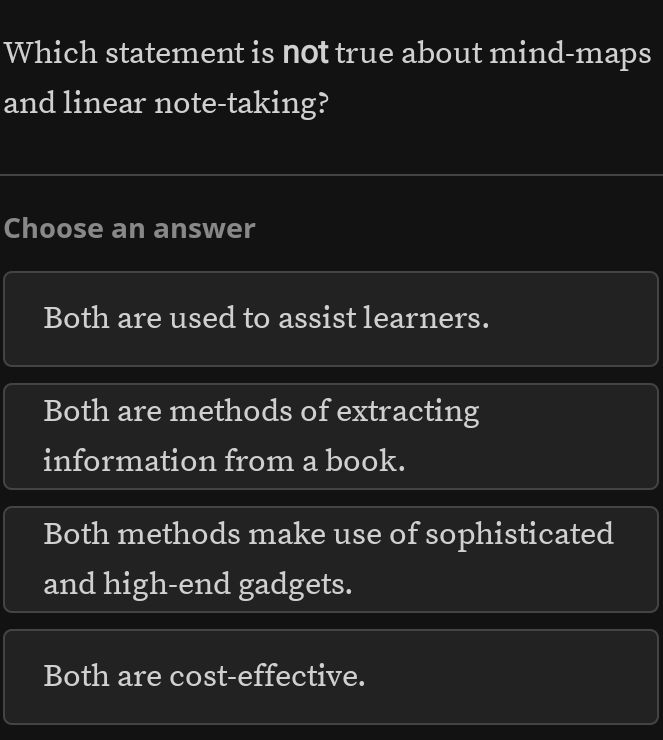 Which statement is not true about mind-maps | StudyX