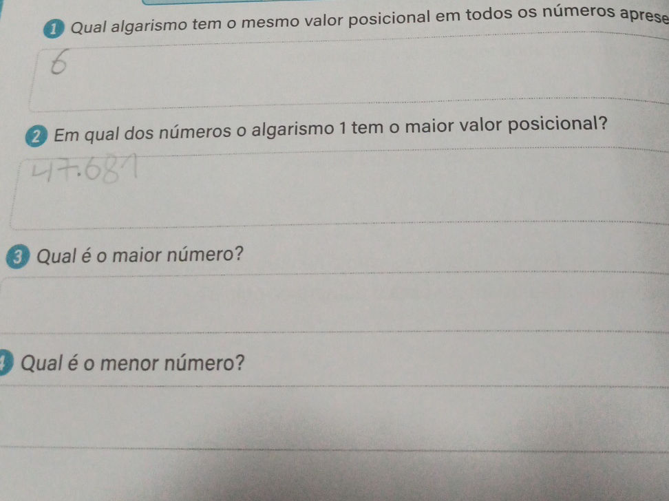 1 Qual algarismo tem o mesmo valor | StudyX
