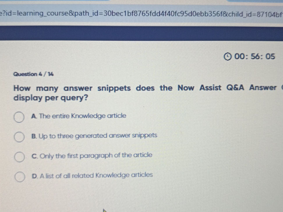 How many answer snippets does the Now Assist | StudyX