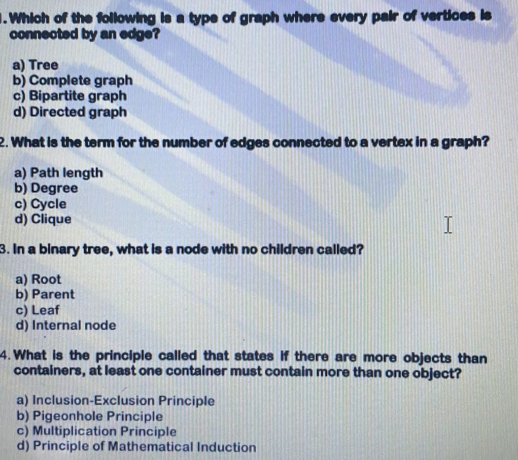 1. Which of the following is a type of graph | StudyX