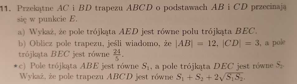 11. Przekątne AC i BD trapezu ABCD o | StudyX