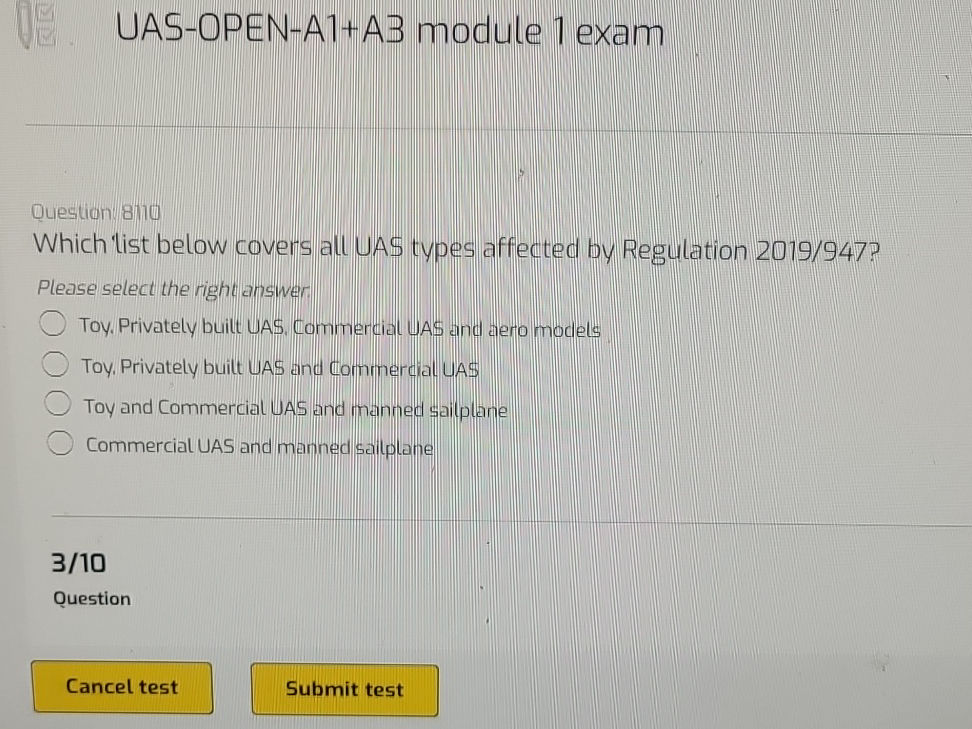 Which 'list below covers all UAS types