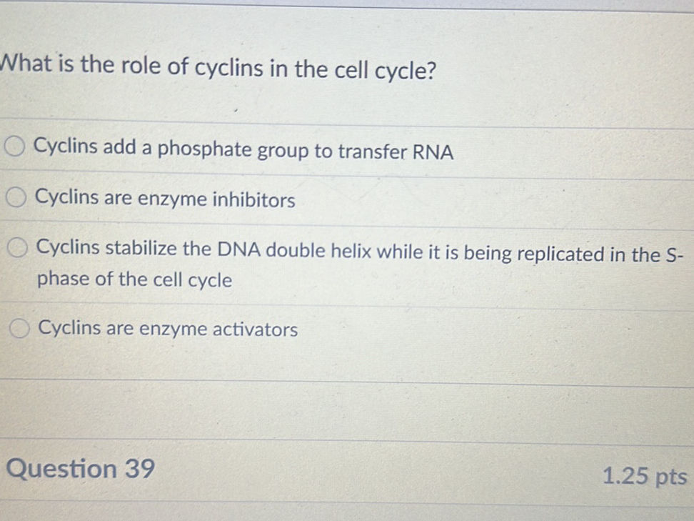 What is the role of cyclins in the cell | StudyX