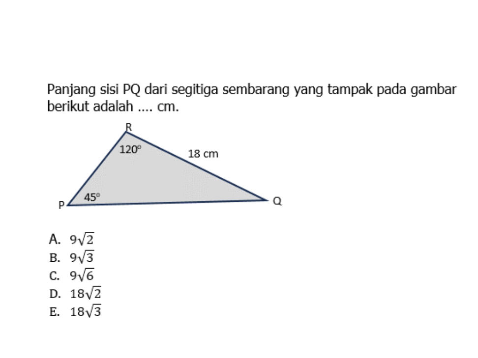 Panjang sisi PQ dari segitiga sembarang yang | StudyX