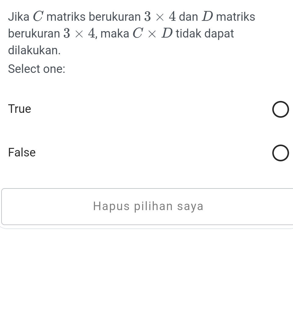 Jika C matriks berukuran 3 Γ 4 dan D matriks | StudyX