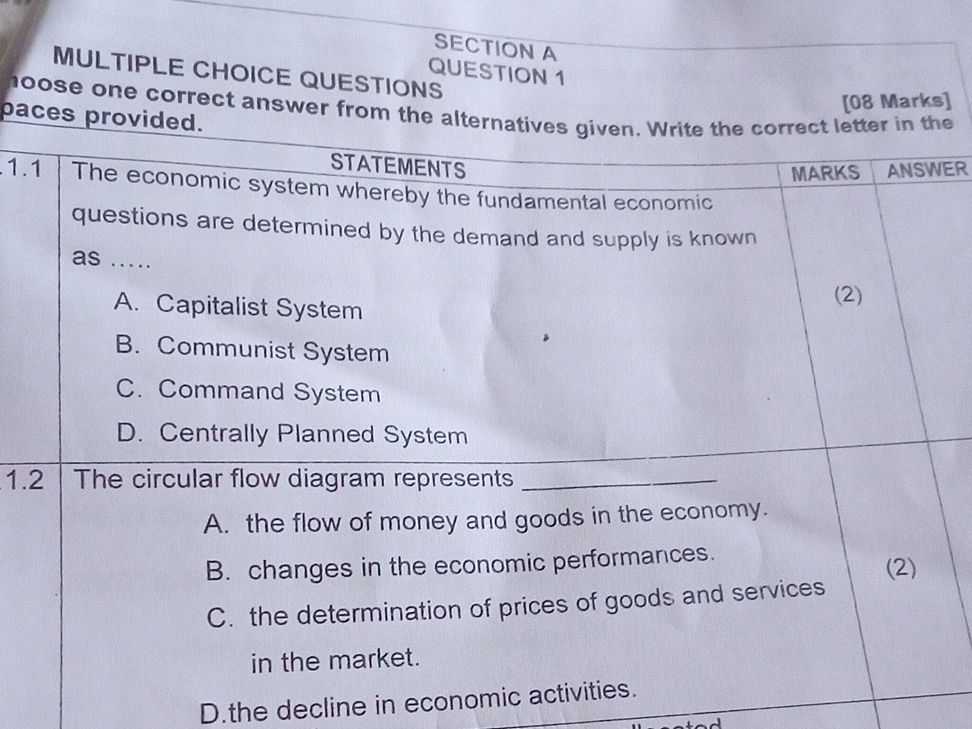 1.1 The economic system whereby the