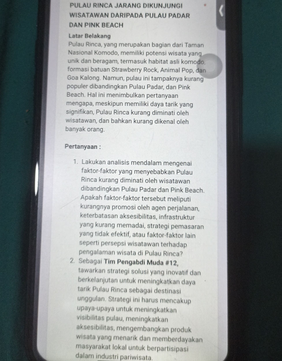 Pertanyaan: 1. Lakukan analisis mendalam | StudyX