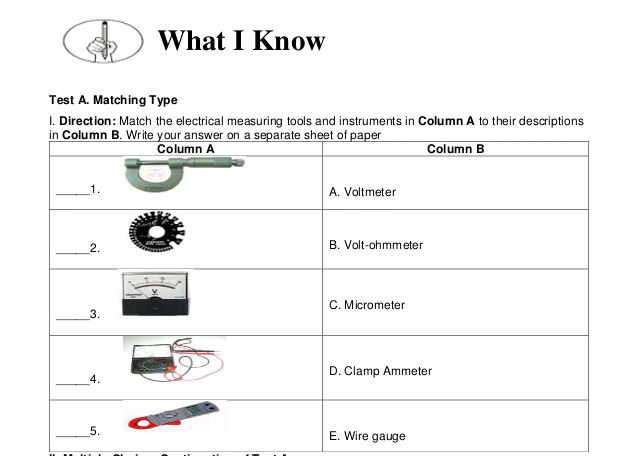 Test A. Matching Type I. Direction: Match | StudyX