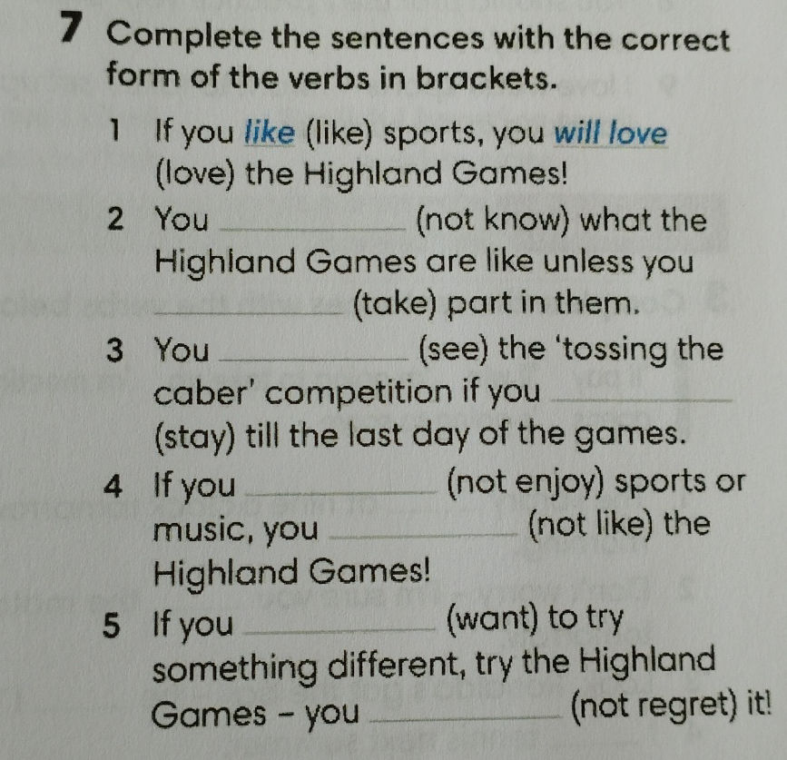 7 Complete the sentences with the correct | StudyX