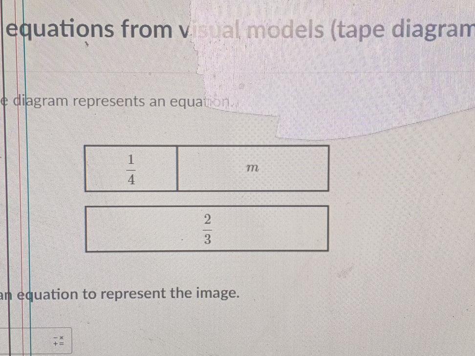 equations from visual models (tape diagram) | StudyX