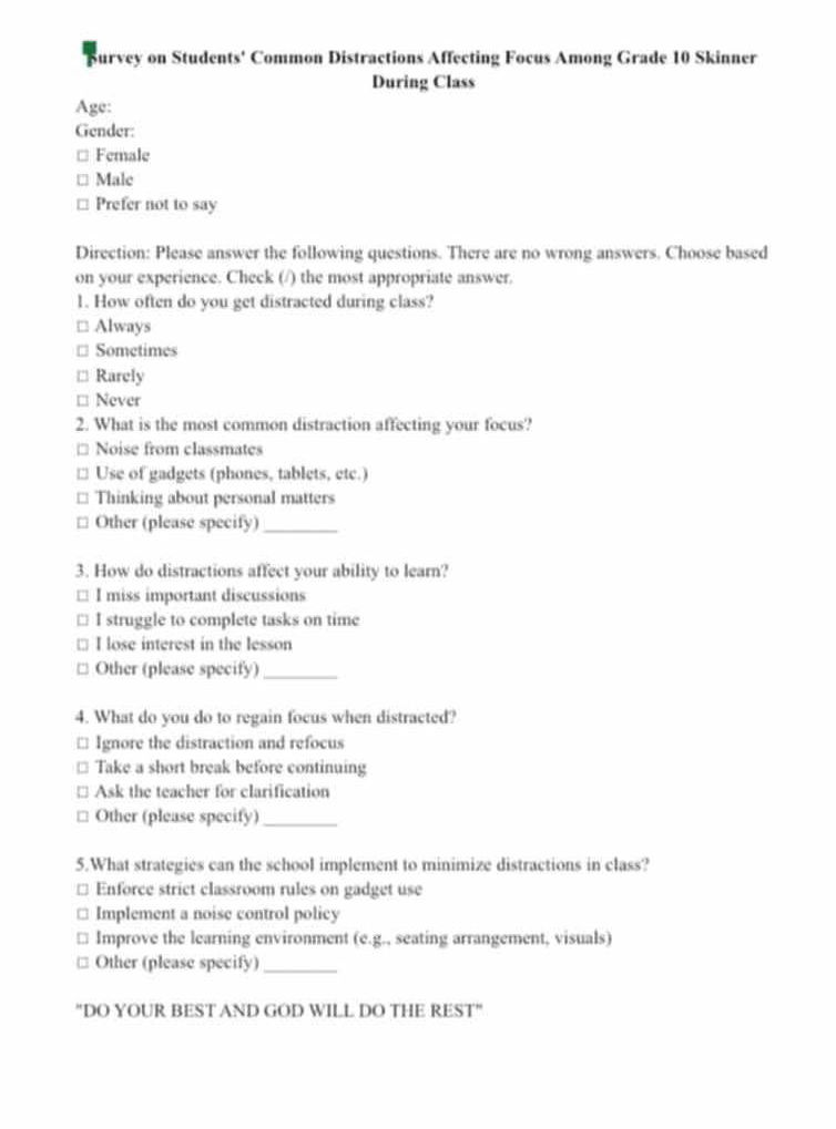 Visual Reference: Survey On Students Common Distractions