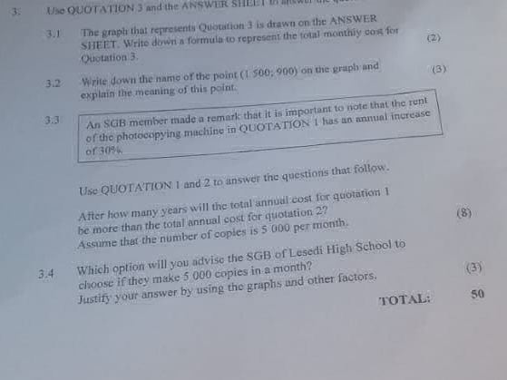 3 Use QUOTATION 3 and the ANSWER 3.1 The | StudyX