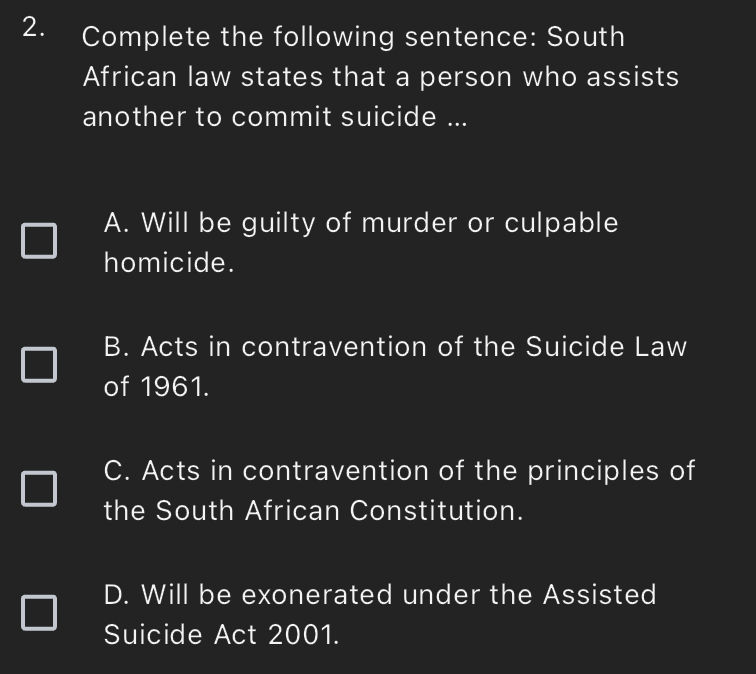 2. Complete the following sentence: South | StudyX