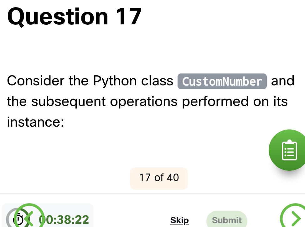 Question 17 Consider the Python class | StudyX
