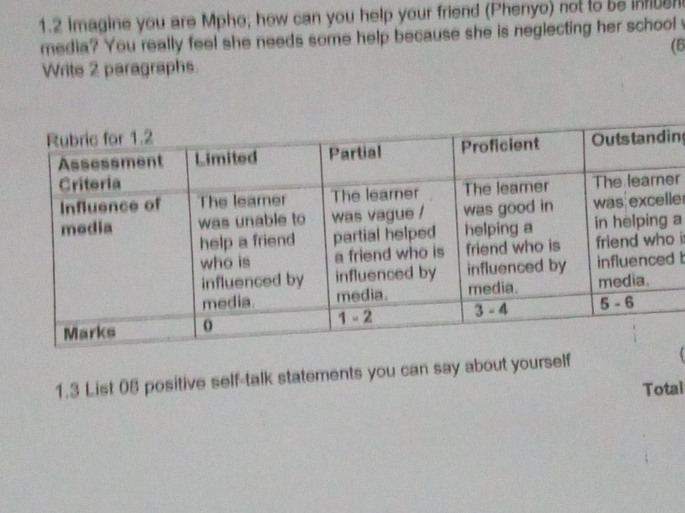 1.2 Imagine you are Mpho, how can you help