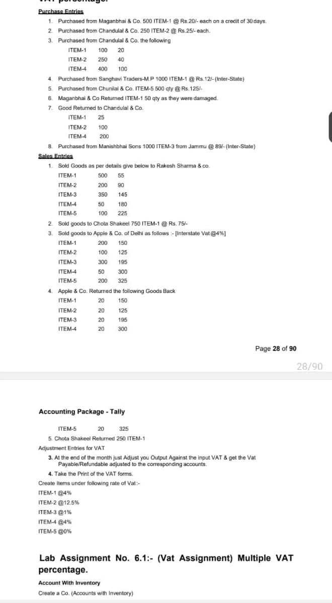 Vat Lab Lab Assignment No. 6.1:- (Vat Assignment) | StudyX