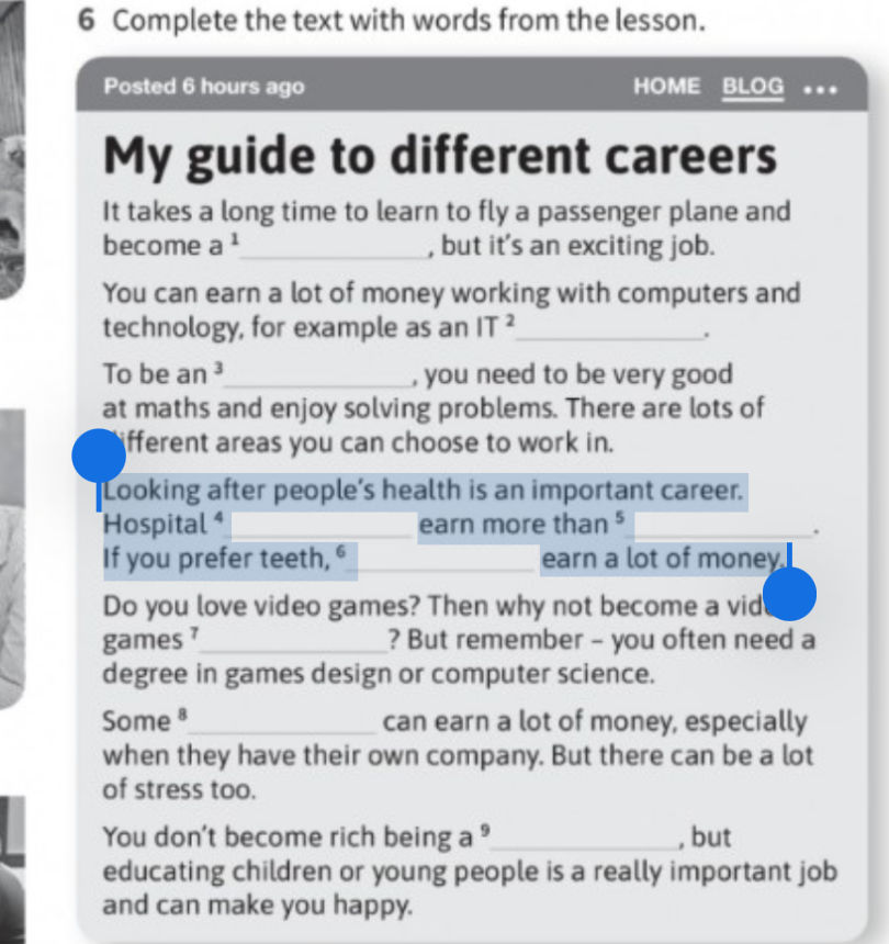 6 Complete the text with words from the | StudyX