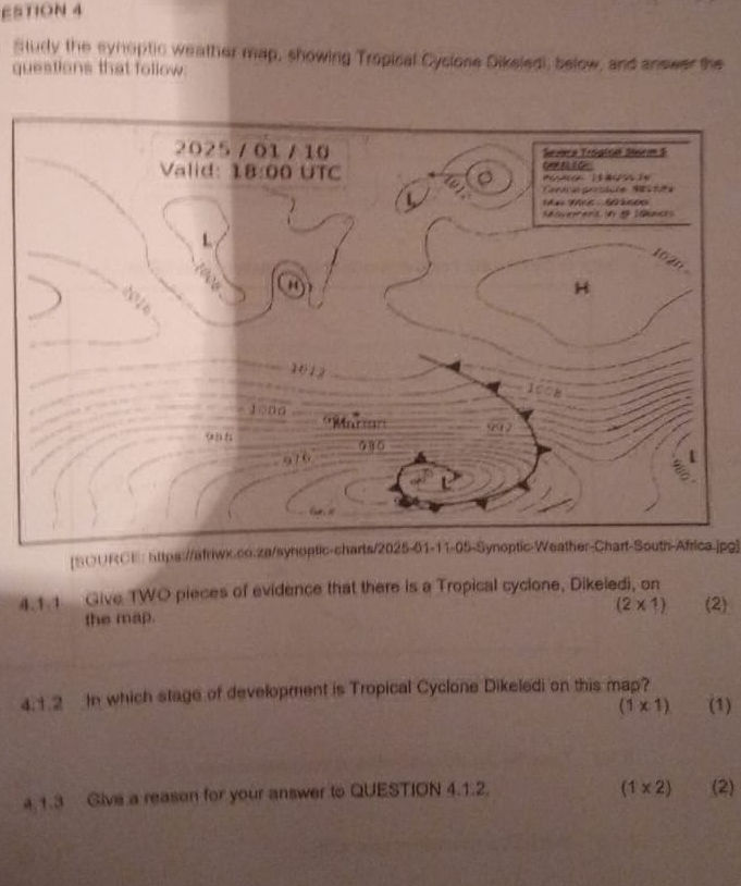Study the synoptic weather map, showing | StudyX