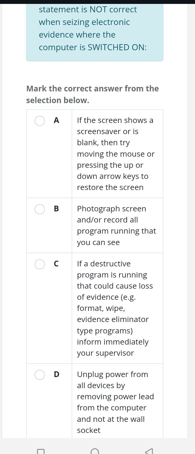 statement is NOT correct when seizing | StudyX